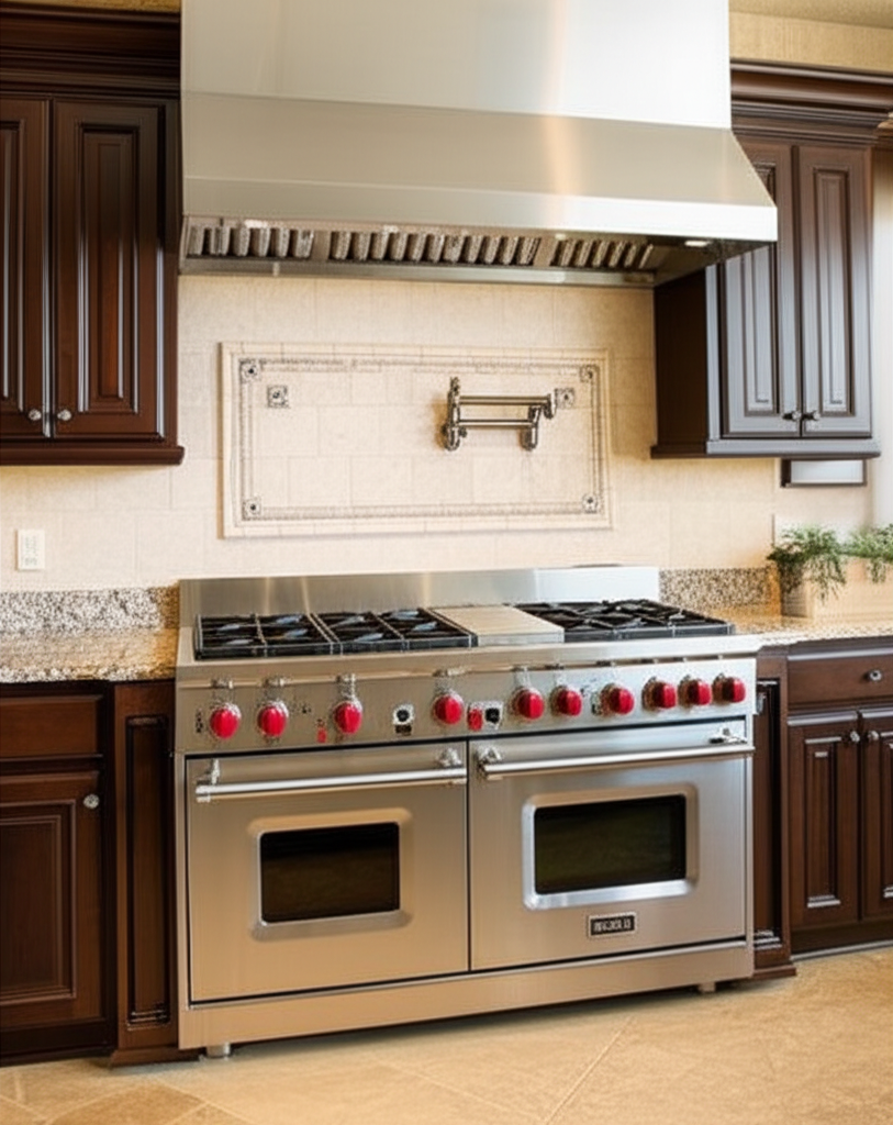 Wolf Professional Range with signature red knobs